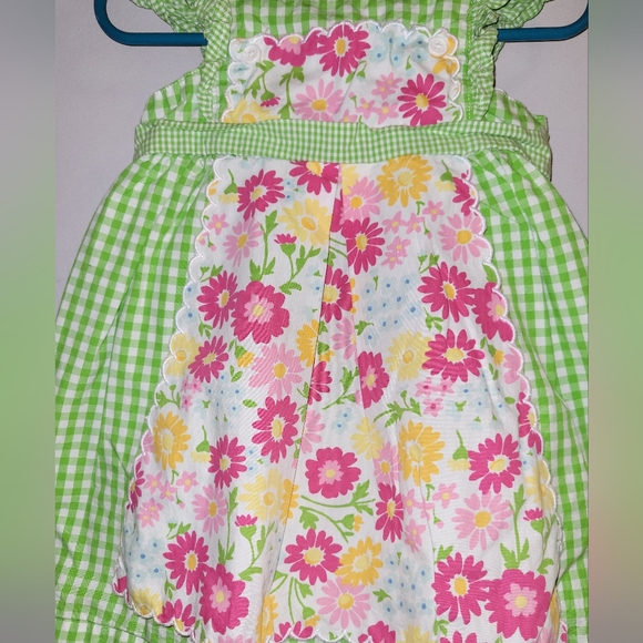 🌸 Vintage Gymboree Stunning Gingham Ruffled Floral Apron Dress - Easter Spring - Picture 8 of 8